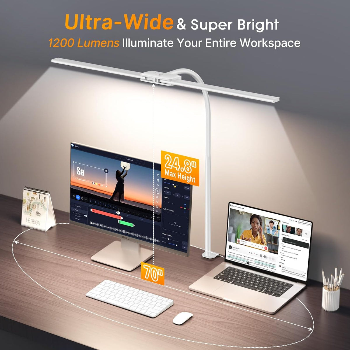 LED Desk Lamp for Home Office, 18W 2000LM Dual Head Architect Lamp