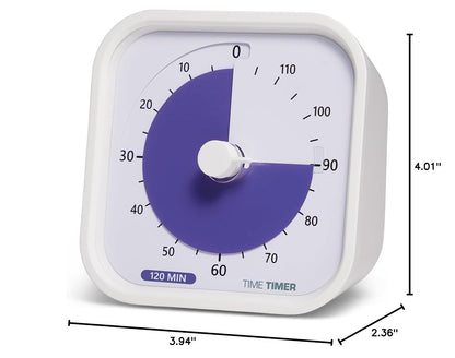 120 Minute MOD Education Edition ⁠— Visual Timer with Desktop Software for Kids Classroom Learning, Testing Timer, Study Tool and Office Meetings with Silent Operation (White - 120min)