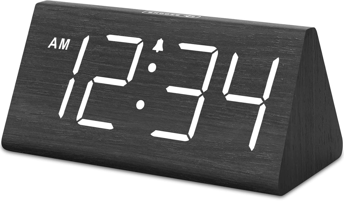 Wooden Digital Alarm Clock for Bedroom Living Room, Large Numbers