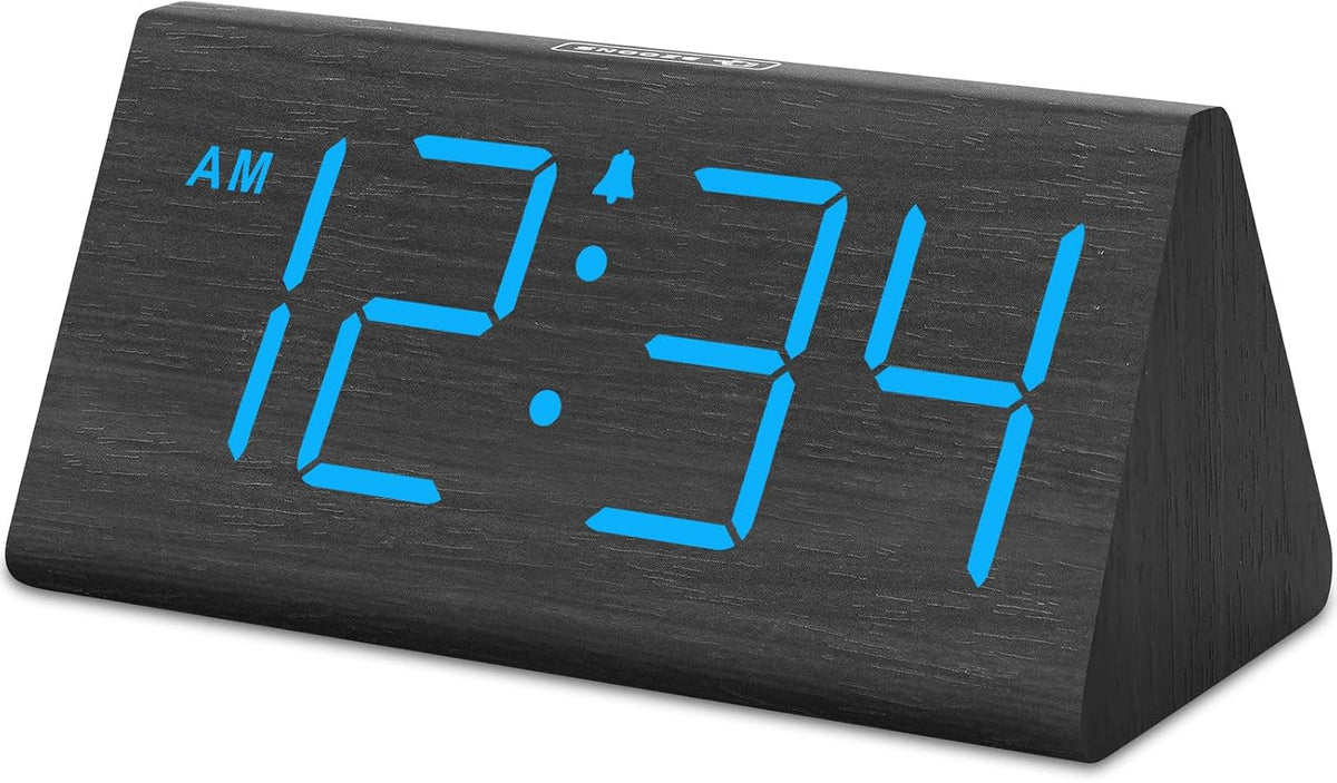 Wooden Digital Alarm Clock for Bedroom Living Room, Large Numbers