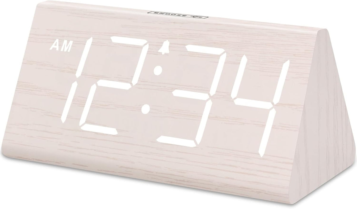 Wooden Digital Alarm Clock for Bedroom Living Room, Large Numbers
