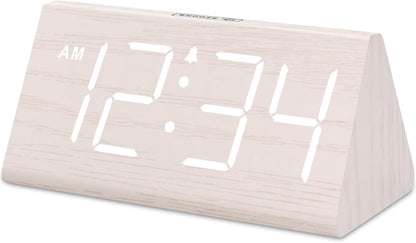 Wooden Digital Alarm Clock for Bedroom Living Room, Large Numbers