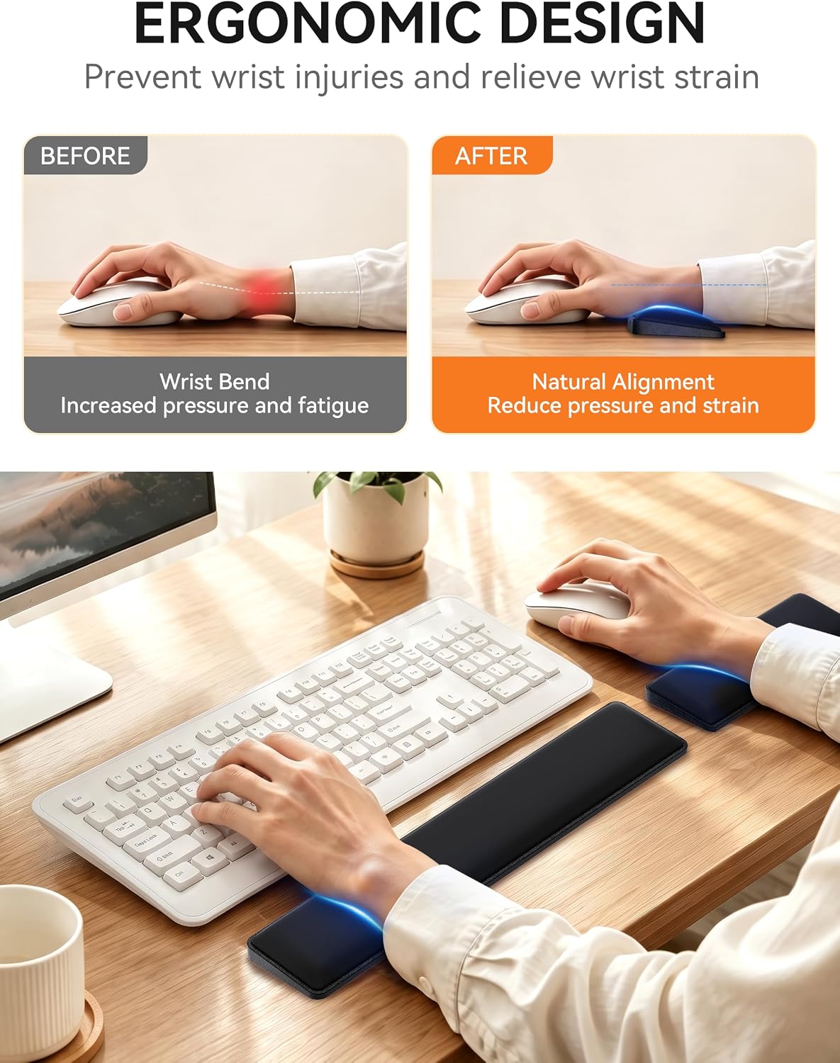 Cooling Gel Keyboard Wrist Rest, Ergonomic 17.13” Full-Size Wrist Support
