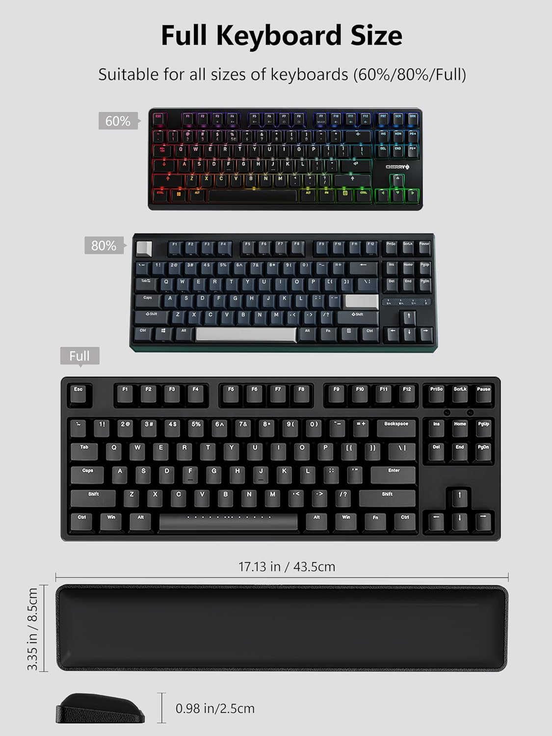 Cooling Gel Keyboard Wrist Rest, Ergonomic 17.13” Full-Size Wrist Support