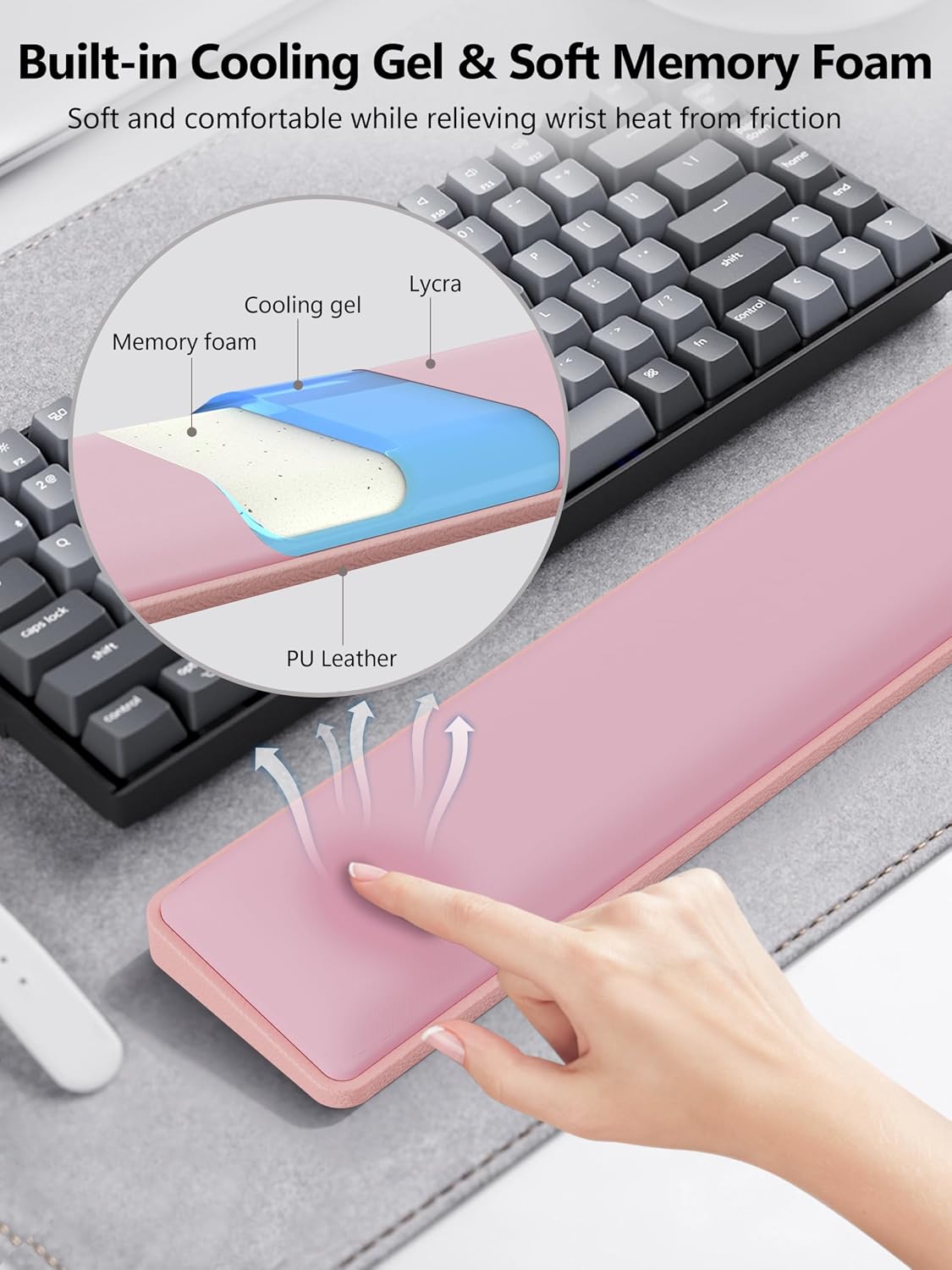 Cooling Gel Keyboard Wrist Rest, Ergonomic 17.13” Full-Size Wrist Support