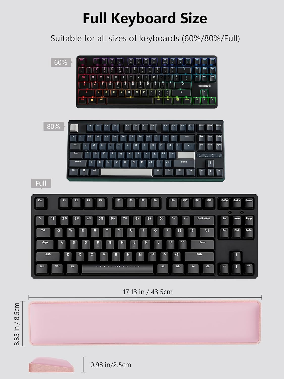 Cooling Gel Keyboard Wrist Rest, Ergonomic 17.13” Full-Size Wrist Support