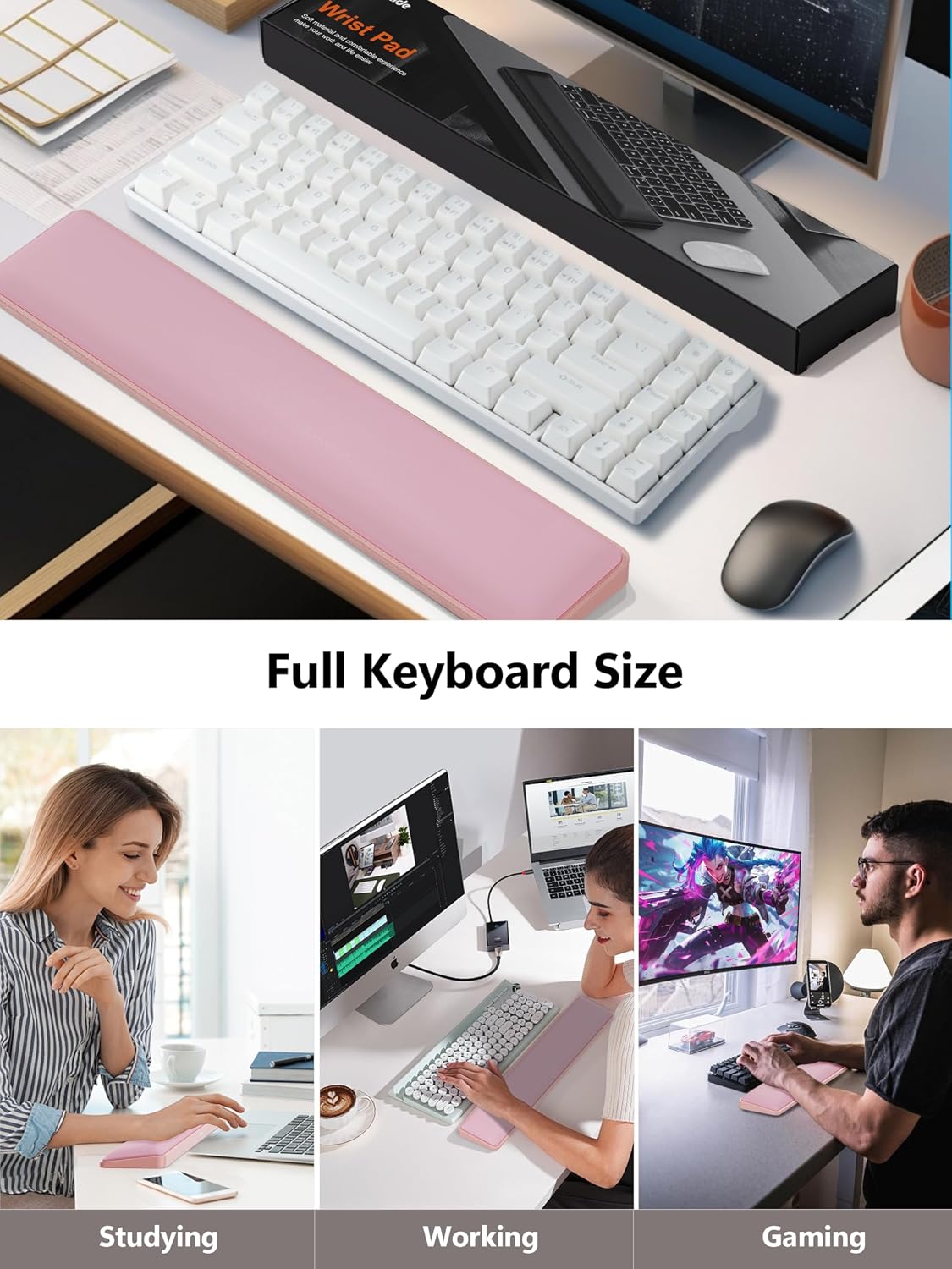 Cooling Gel Keyboard Wrist Rest, Ergonomic 17.13” Full-Size Wrist Support