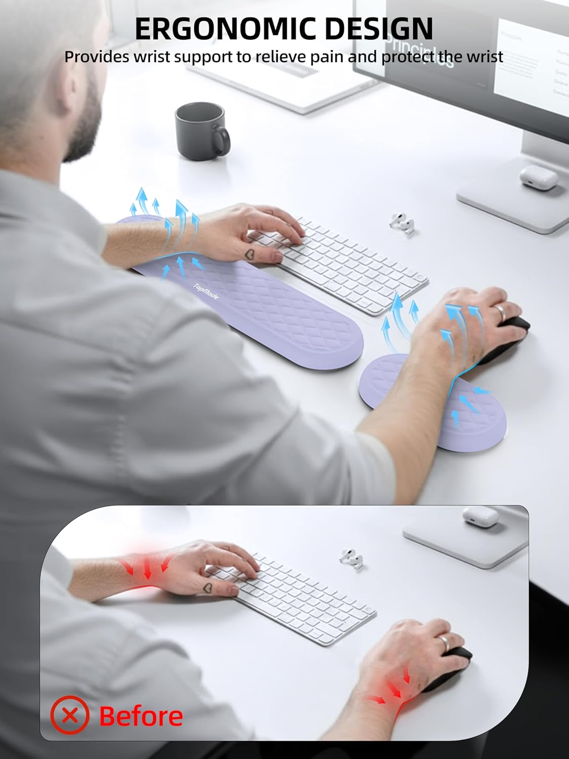 Cooling Gel Keyboard Wrist Rest, Ergonomic 17.13” Full-Size Wrist Support