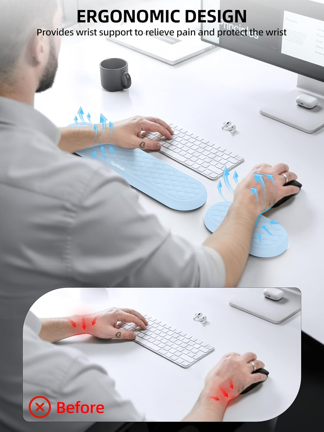Cooling Gel Keyboard Wrist Rest, Ergonomic 17.13” Full-Size Wrist Support