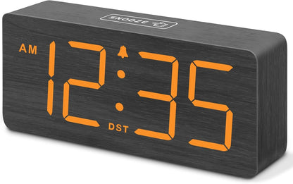 Wooden Digital Alarm Clock for Bedroom with Large Numbers