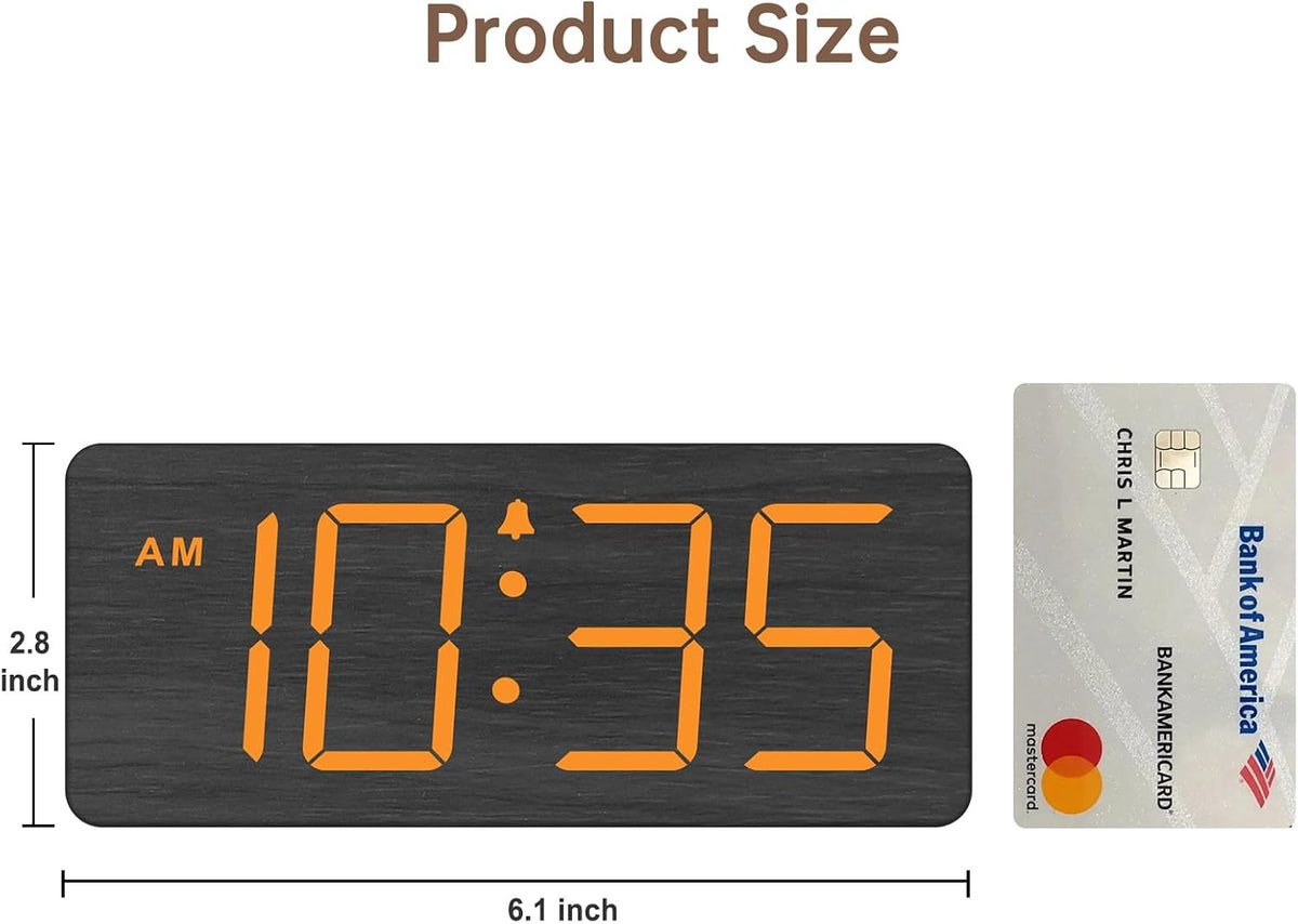 Wooden Digital Alarm Clock for Bedroom with Large Numbers