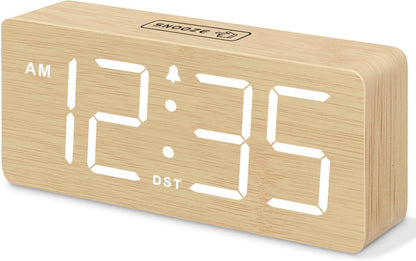 Wooden Digital Alarm Clock for Bedroom with Large Numbers