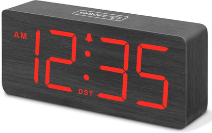 Wooden Digital Alarm Clock for Bedroom with Large Numbers