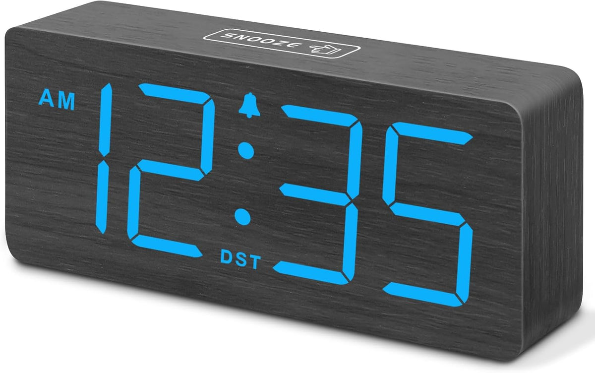 Wooden Digital Alarm Clock for Bedroom with Large Numbers