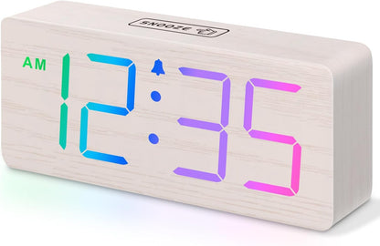 Wooden Digital Alarm Clock for Bedroom with Large Numbers