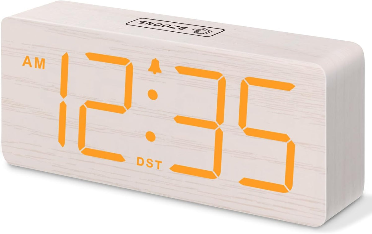 Wooden Digital Alarm Clock for Bedroom with Large Numbers