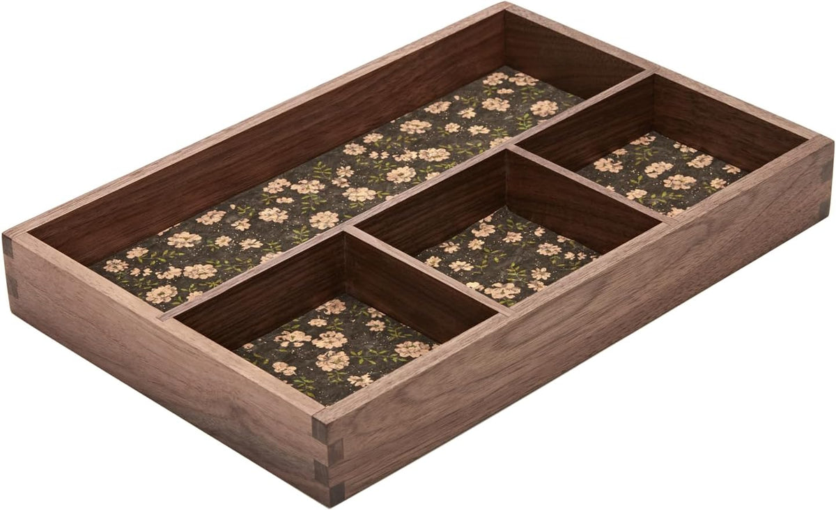Wood Organizer Tray,Black Walnut,Desk & Drawer Storage Box (Maple Master)