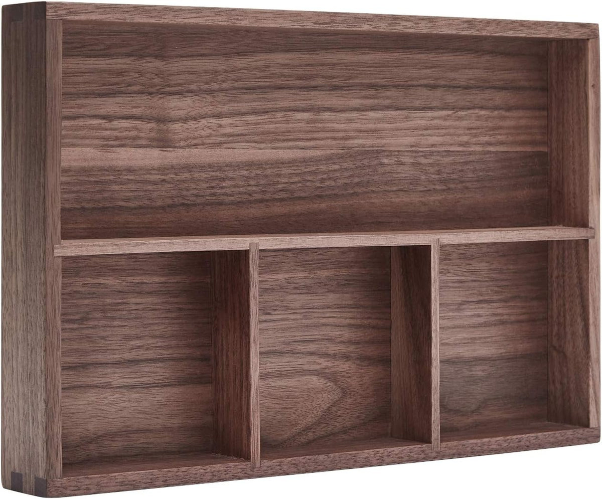 Wood Organizer Tray,Black Walnut,Desk & Drawer Storage Box (Maple Master)
