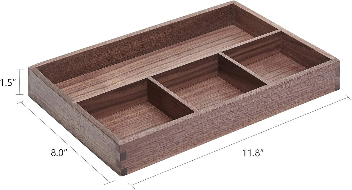 Wood Organizer Tray,Black Walnut,Desk & Drawer Storage Box (Maple Master)