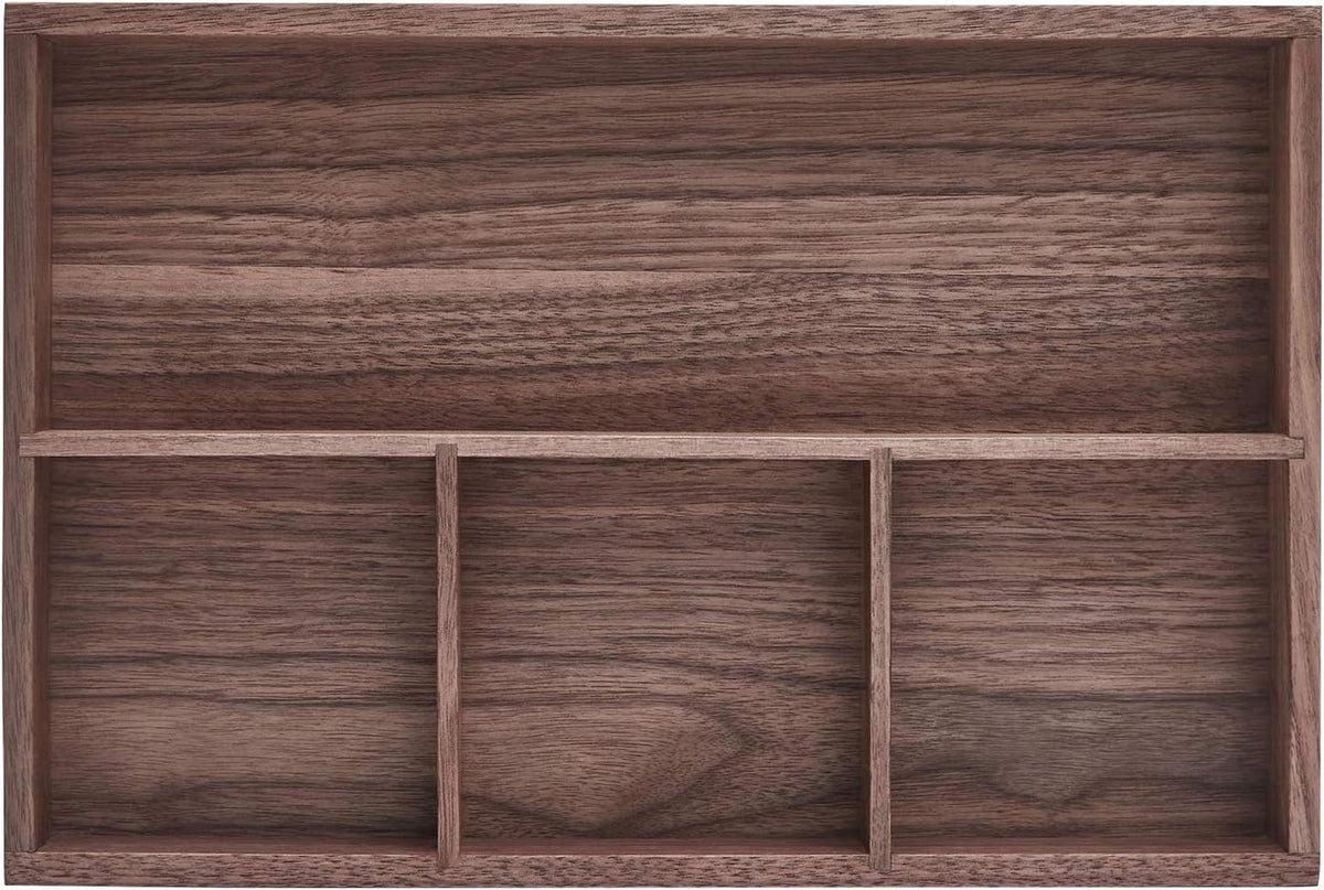 Wood Organizer Tray,Black Walnut,Desk & Drawer Storage Box (Maple Master)
