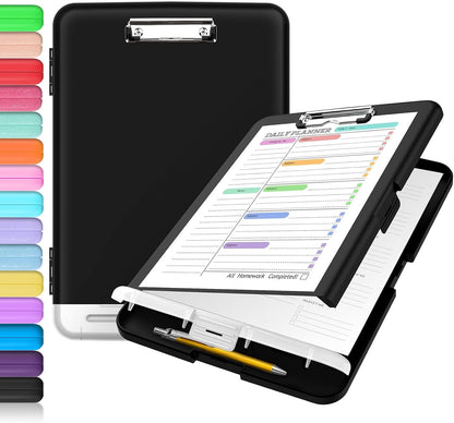 Clipboard with Storage, Clip Board 8.5 x 11 with Pen Holder, High Capacity Plastic Organization Case Box for Letter Legal A4 Size Paper, Nurses Teachers Must Haves, School & Office Supplies