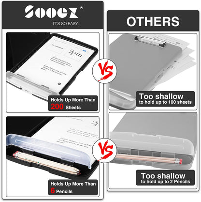 Clipboard with Storage, Clip Board 8.5 x 11 with Pen Holder, High Capacity Plastic Organization Case Box for Letter Legal A4 Size Paper, Nurses Teachers Must Haves, School & Office Supplies