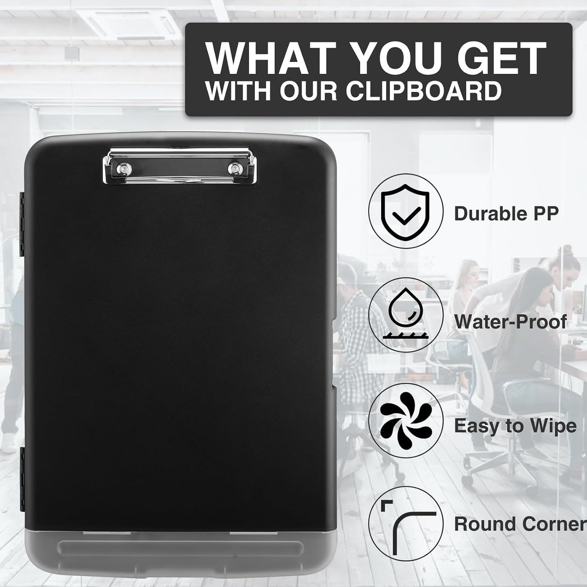 Clipboard with Storage, Clip Board 8.5 x 11 with Pen Holder, High Capacity Plastic Organization Case Box for Letter Legal A4 Size Paper, Nurses Teachers Must Haves, School & Office Supplies