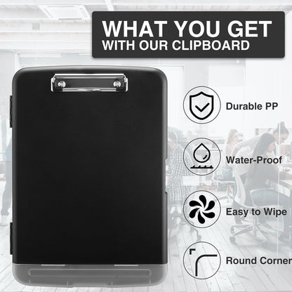 Clipboard with Storage, Clip Board 8.5 x 11 with Pen Holder, High Capacity Plastic Organization Case Box for Letter Legal A4 Size Paper, Nurses Teachers Must Haves, School & Office Supplies