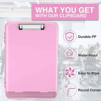 Clipboard with Storage, Clip Board 8.5 x 11 with Pen Holder, High Capacity Plastic Organization Case Box for Letter Legal A4 Size Paper, Nurses Teachers Must Haves, School & Office Supplies