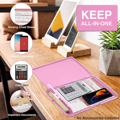 Clipboard with Storage, Clip Board 8.5 x 11 with Pen Holder, High Capacity Plastic Organization Case Box for Letter Legal A4 Size Paper, Nurses Teachers Must Haves, School & Office Supplies