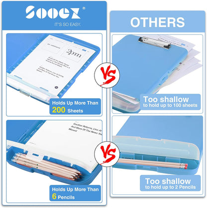 Clipboard with Storage, Clip Board 8.5 x 11 with Pen Holder, High Capacity Plastic Organization Case Box for Letter Legal A4 Size Paper, Nurses Teachers Must Haves, School & Office Supplies