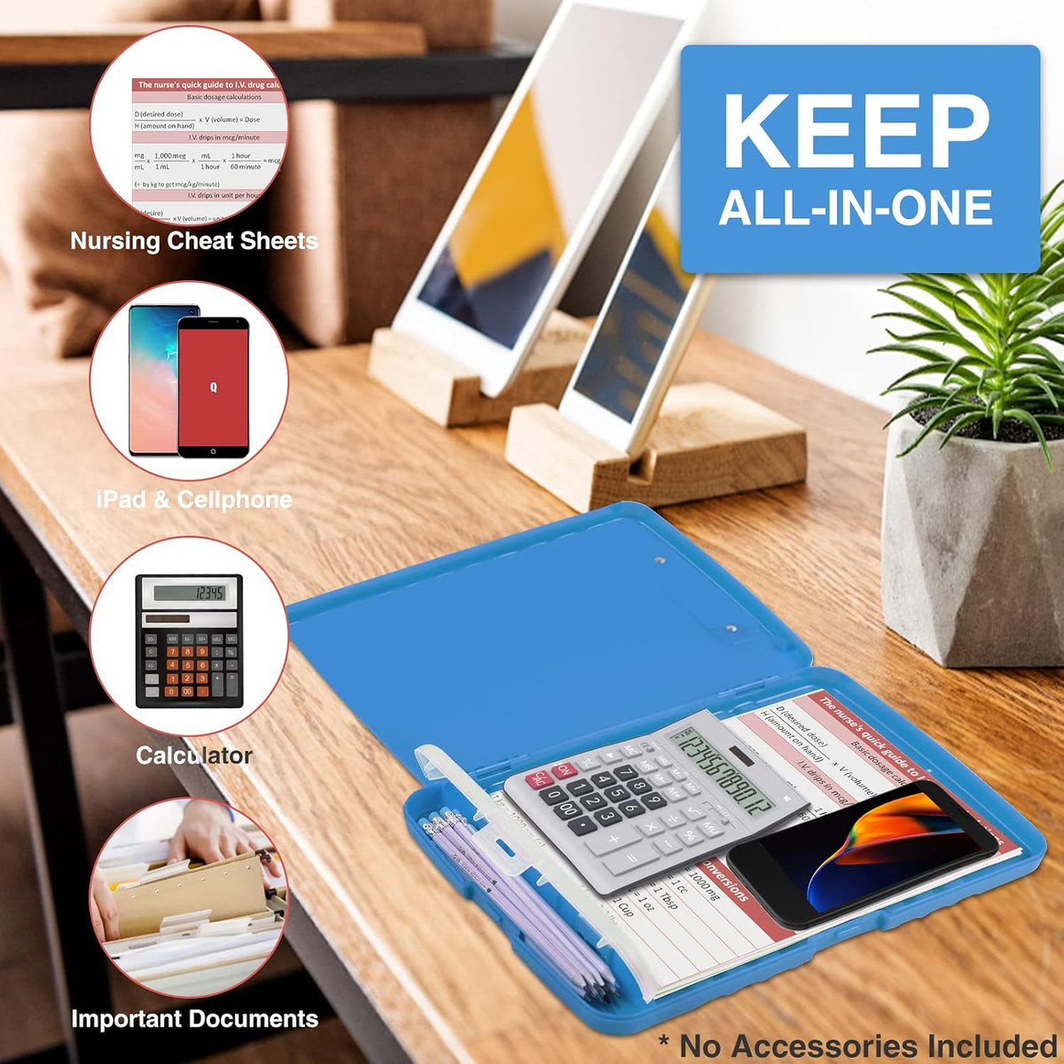 Clipboard with Storage, Clip Board 8.5 x 11 with Pen Holder, High Capacity Plastic Organization Case Box for Letter Legal A4 Size Paper, Nurses Teachers Must Haves, School & Office Supplies