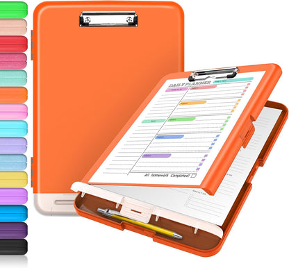 Clipboard with Storage, Clip Board 8.5 x 11 with Pen Holder, High Capacity Plastic Organization Case Box for Letter Legal A4 Size Paper, Nurses Teachers Must Haves, School & Office Supplies