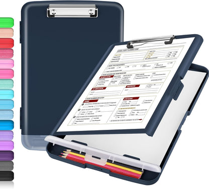 Clipboard with Storage, Clip Board 8.5 x 11 with Pen Holder, High Capacity Plastic Organization Case Box for Letter Legal A4 Size Paper, Nurses Teachers Must Haves, School & Office Supplies