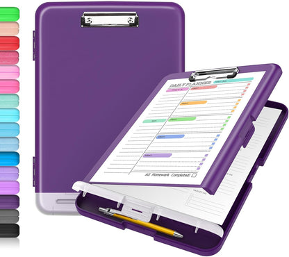Clipboard with Storage, Clip Board 8.5 x 11 with Pen Holder, High Capacity Plastic Organization Case Box for Letter Legal A4 Size Paper, Nurses Teachers Must Haves, School & Office Supplies
