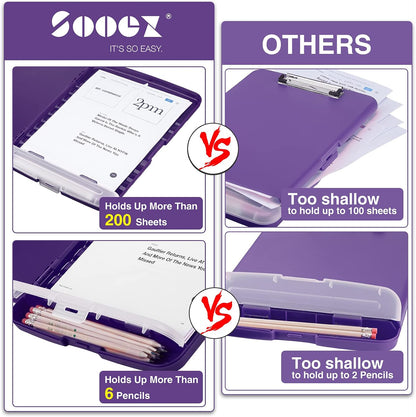 Clipboard with Storage, Clip Board 8.5 x 11 with Pen Holder, High Capacity Plastic Organization Case Box for Letter Legal A4 Size Paper, Nurses Teachers Must Haves, School & Office Supplies