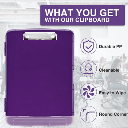 Clipboard with Storage, Clip Board 8.5 x 11 with Pen Holder, High Capacity Plastic Organization Case Box for Letter Legal A4 Size Paper, Nurses Teachers Must Haves, School & Office Supplies