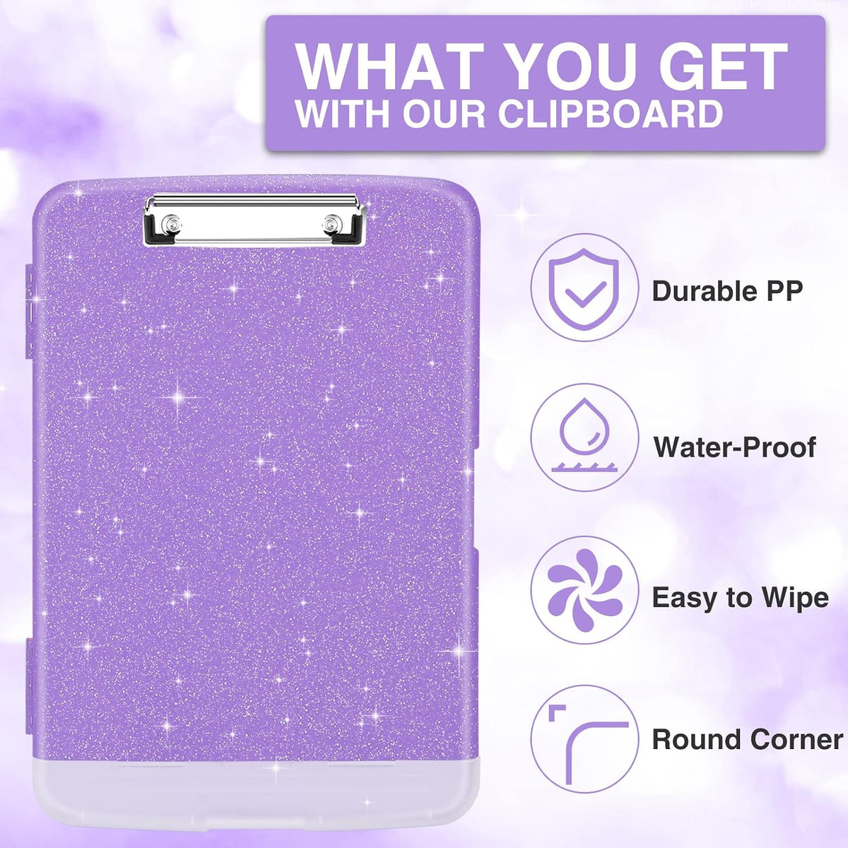 Clipboard with Storage, Clip Board 8.5 x 11 with Pen Holder, High Capacity Plastic Organization Case Box for Letter Legal A4 Size Paper, Nurses Teachers Must Haves, School & Office Supplies