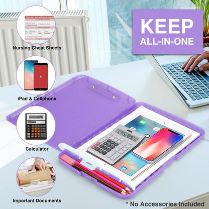 Clipboard with Storage, Clip Board 8.5 x 11 with Pen Holder, High Capacity Plastic Organization Case Box for Letter Legal A4 Size Paper, Nurses Teachers Must Haves, School & Office Supplies