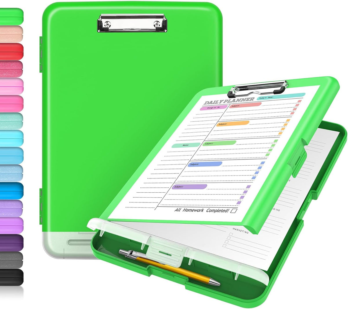 Clipboard with Storage, Clip Board 8.5 x 11 with Pen Holder, High Capacity Plastic Organization Case Box for Letter Legal A4 Size Paper, Nurses Teachers Must Haves, School & Office Supplies