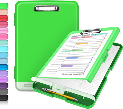 Clipboard with Storage, Clip Board 8.5 x 11 with Pen Holder, High Capacity Plastic Organization Case Box for Letter Legal A4 Size Paper, Nurses Teachers Must Haves, School & Office Supplies
