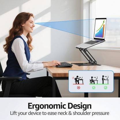 Adjustable Laptop Stand for Desk, 10-15.6“ Laptop Riser, Black