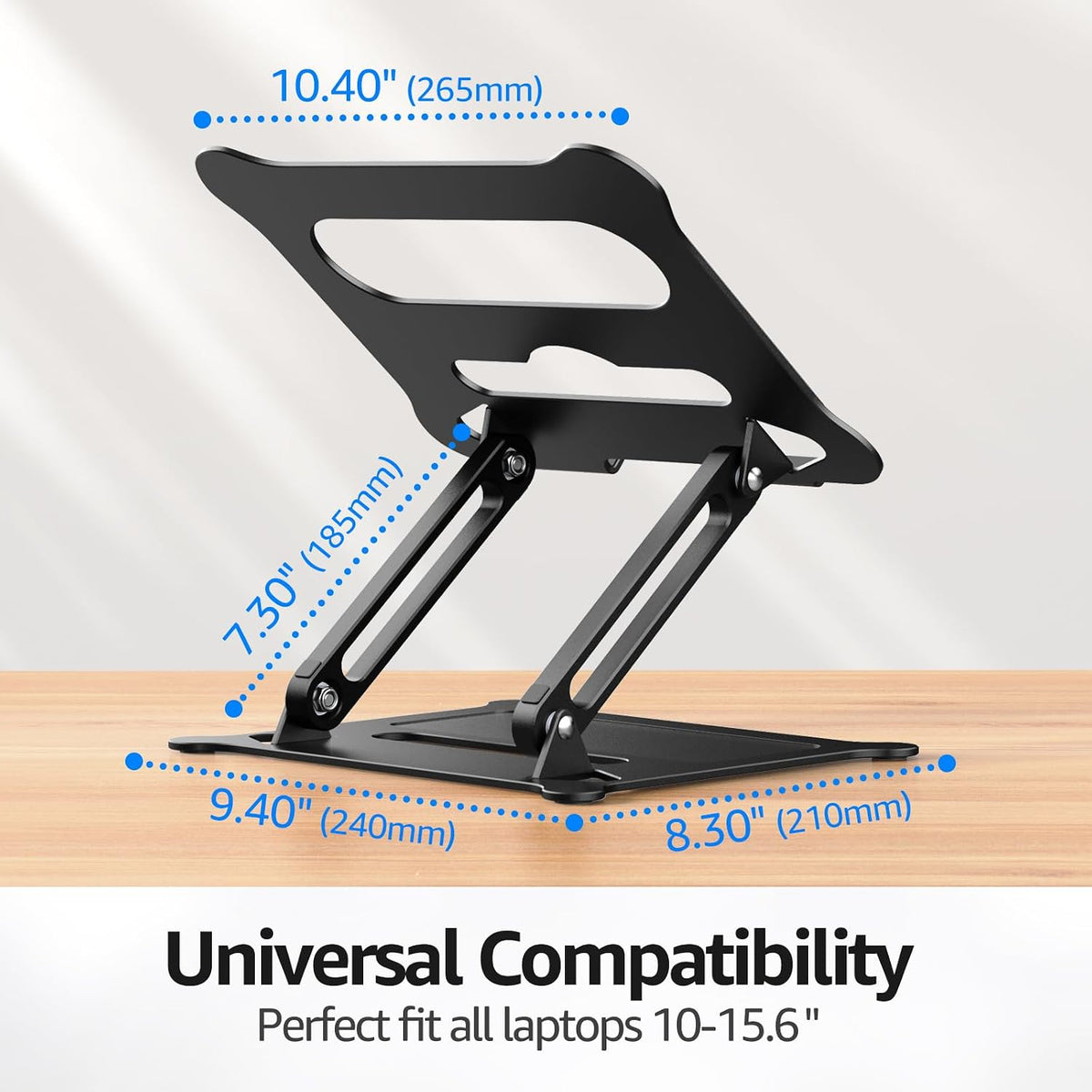 Adjustable Laptop Stand for Desk, 10-15.6“ Laptop Riser, Black