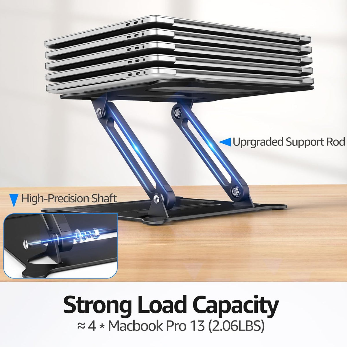 Adjustable Laptop Stand for Desk, 10-15.6“ Laptop Riser, Black