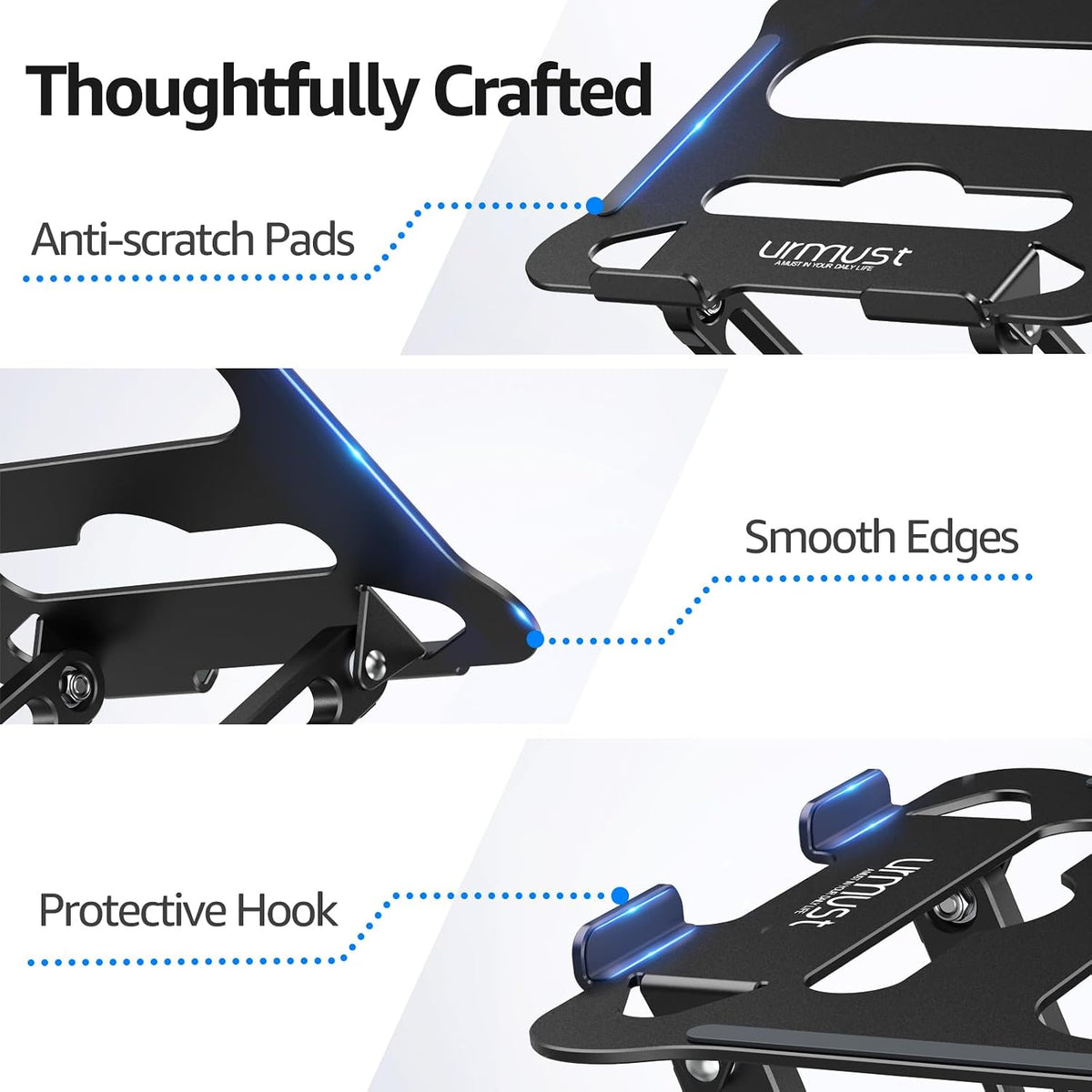 Adjustable Laptop Stand for Desk, 10-15.6“ Laptop Riser, Black