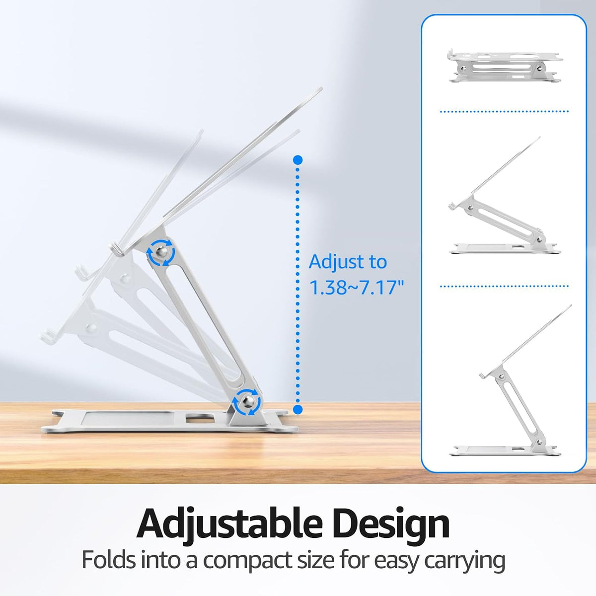 Adjustable Laptop Stand for Desk, 10-15.6“ Laptop Riser, Black