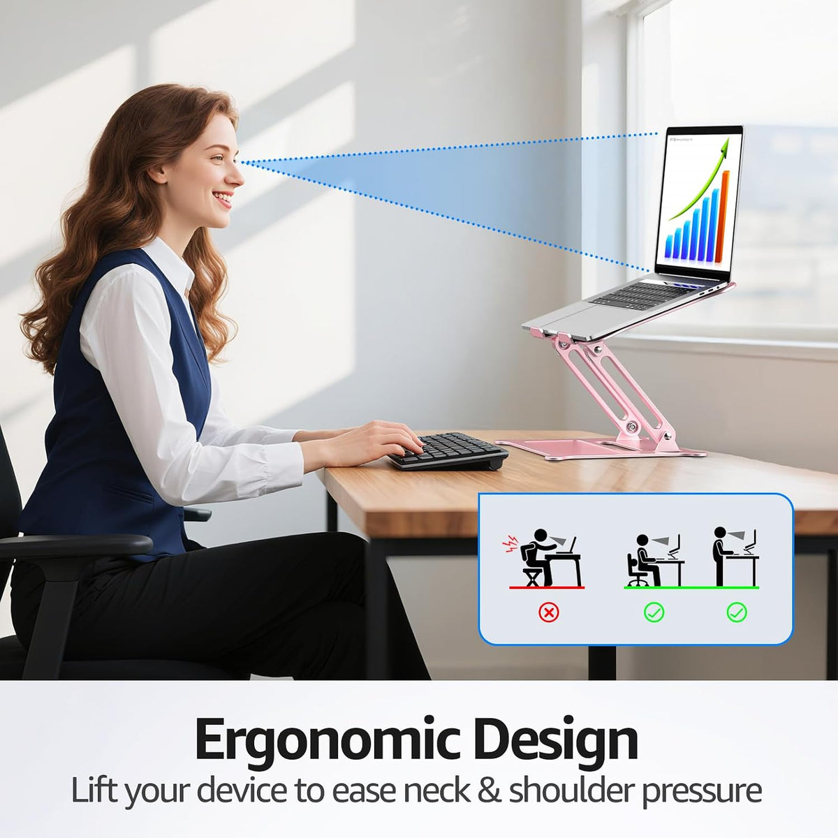 Adjustable Laptop Stand for Desk, 10-15.6“ Laptop Riser, Black
