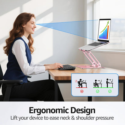 Adjustable Laptop Stand for Desk, 10-15.6“ Laptop Riser, Black