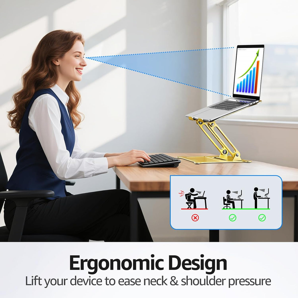 Adjustable Laptop Stand for Desk, 10-15.6“ Laptop Riser, Black
