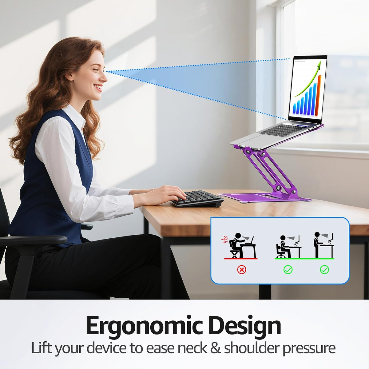 Adjustable Laptop Stand for Desk, 10-15.6“ Laptop Riser, Black